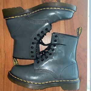 Dr. Martens Patent Leather Grey Boots-Used